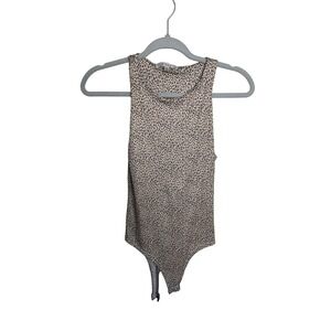 Gaze Leopard Print Bodysuit‎ Tank Top Sleeveless Casual Trendy Size S